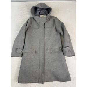 Ray BEAMS Coat Womens‎ Small Gray Wool Hooded Full Zip Lined Winter Jacket Chic